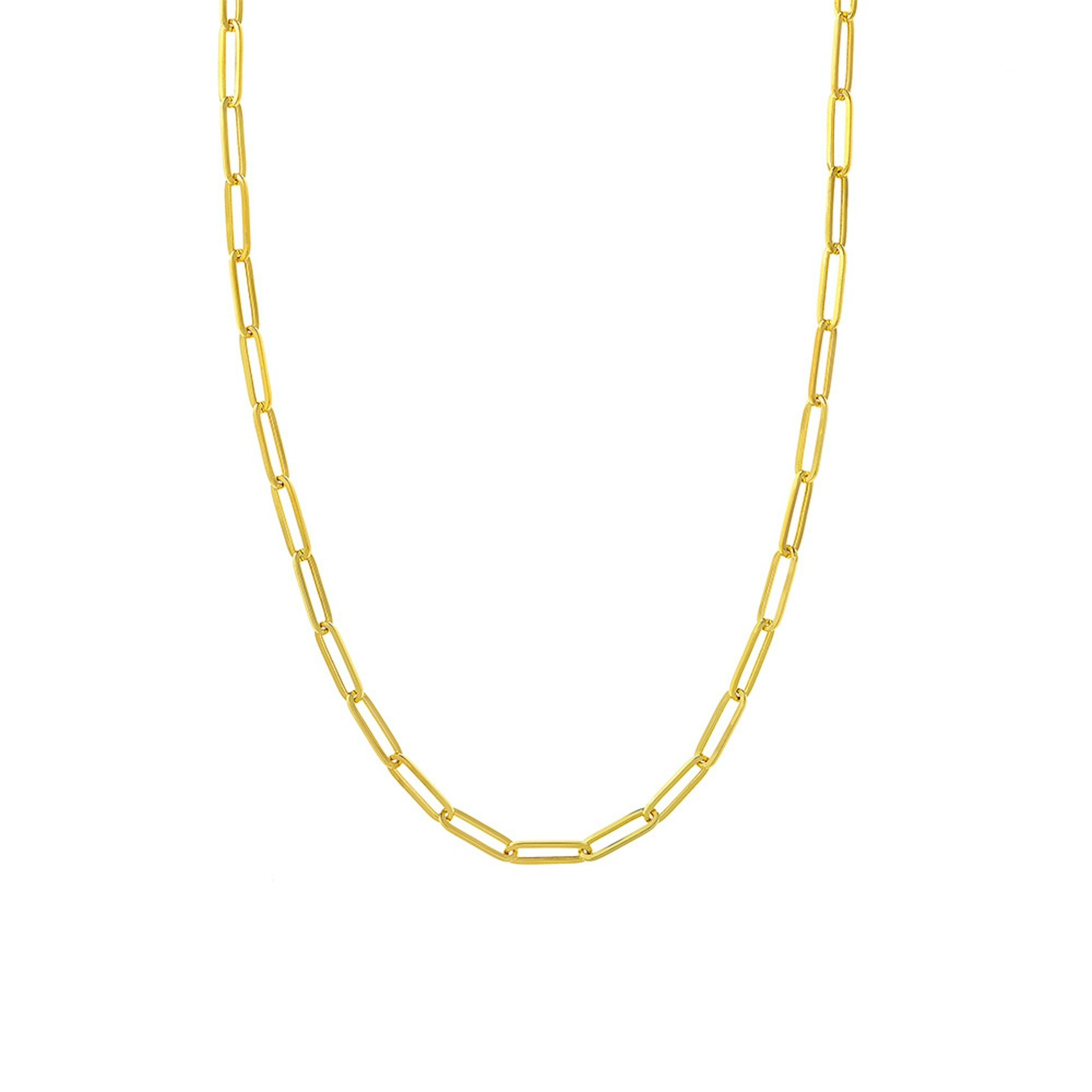 Vertical 14K Yellow Gold 5.10mm Hollow Paperclip Chain