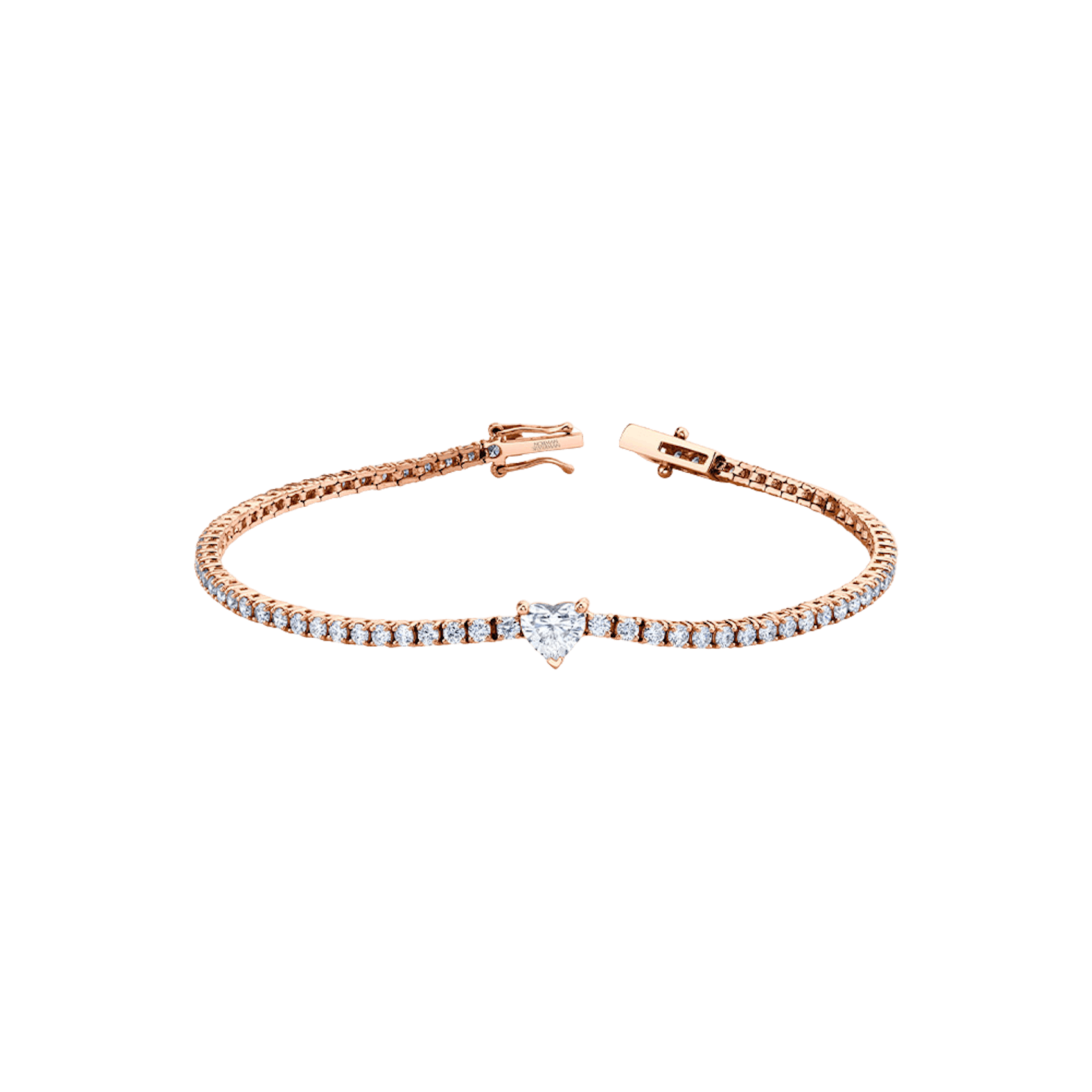 Vertical 18K Rose Gold Round Diamond Straight Line Bracelet