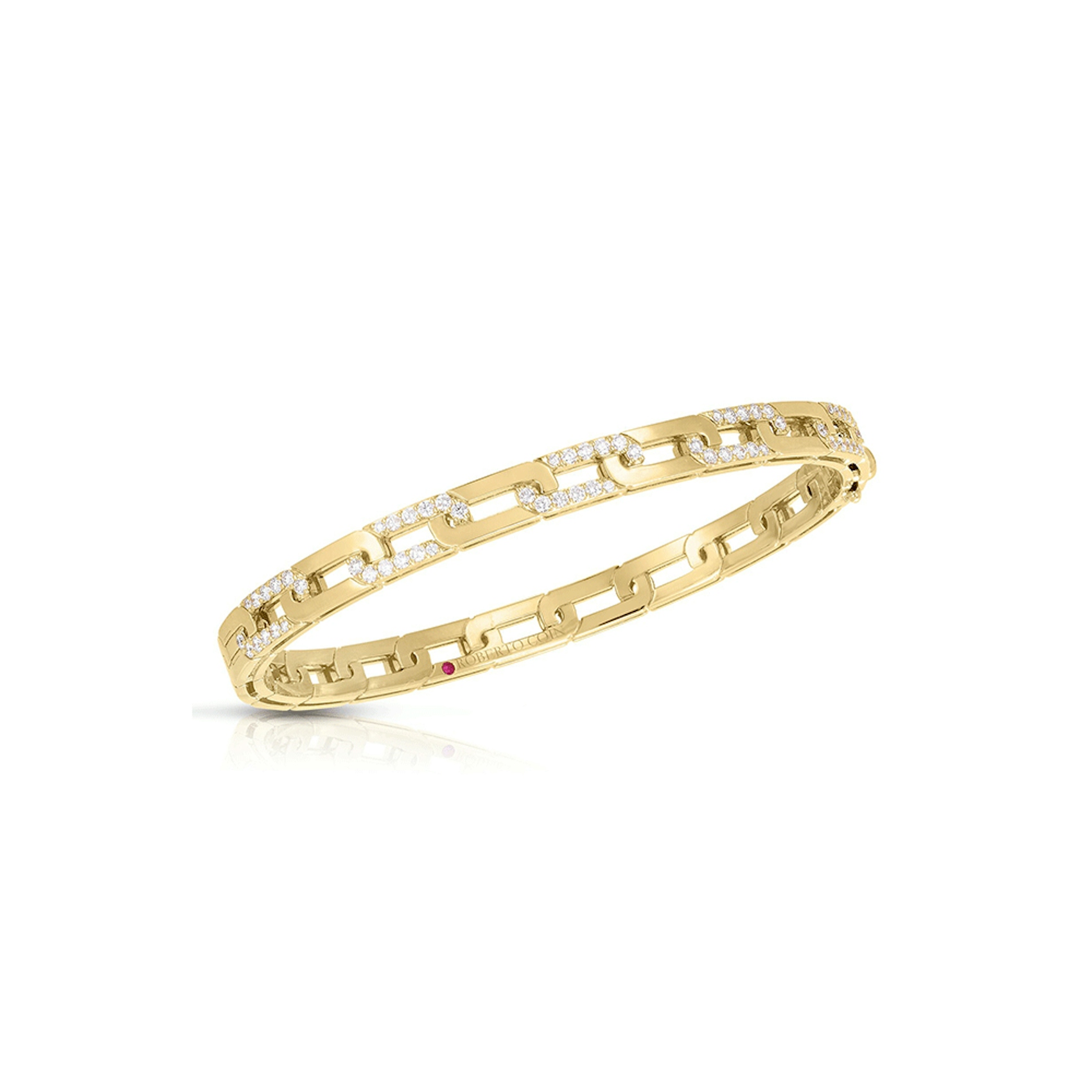 Vertical 18K Yellow Gold Navarra Diamond Accent Bangle