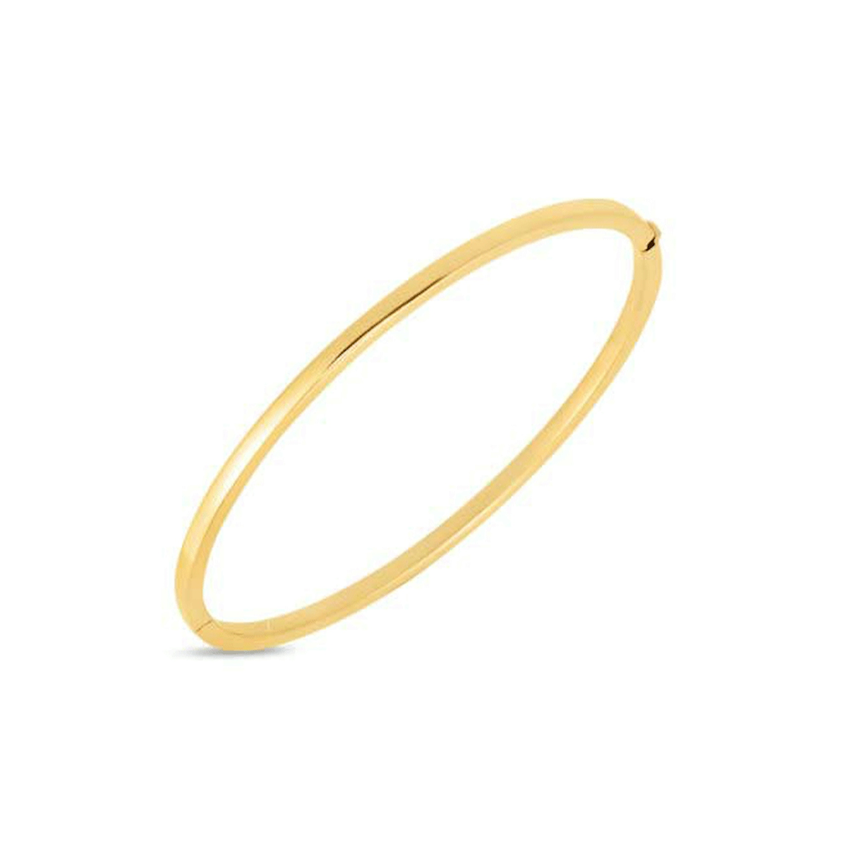 Vertical 18K Yellow Gold Designer Gold Oval Bangle Bracelet