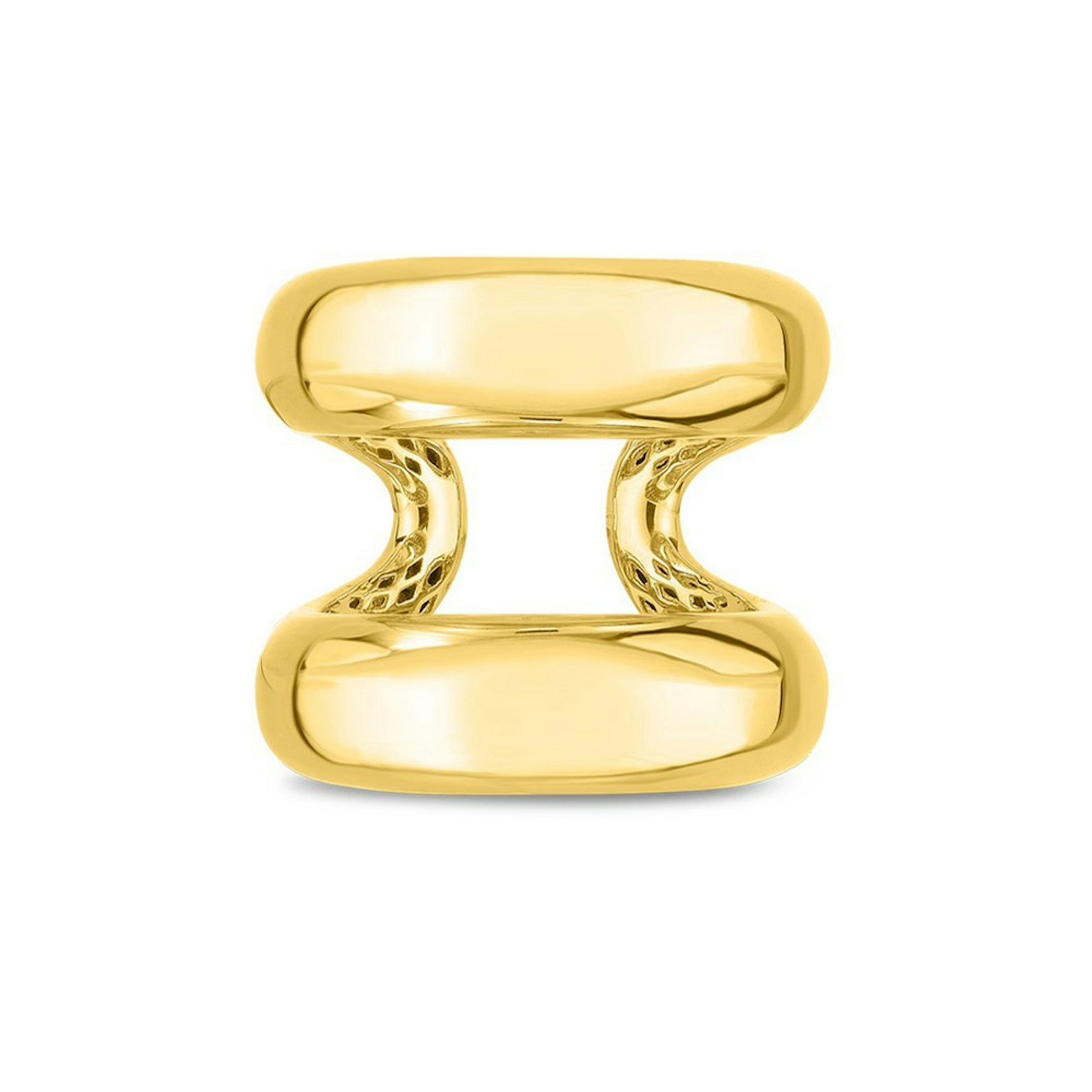 Vertical 18K Yellow Gold Designer Gold Oro Classic Ring