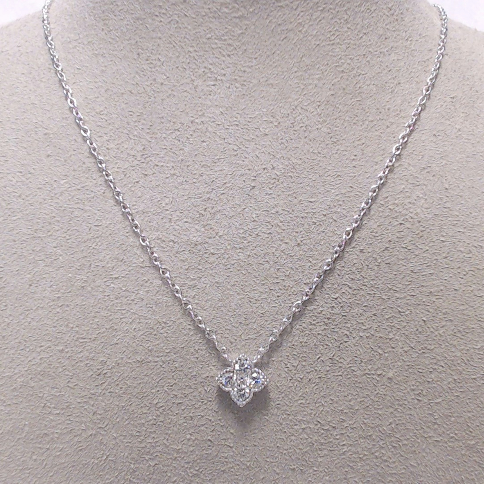 Vertical 14K White Gold Diamond Pendant Necklace
