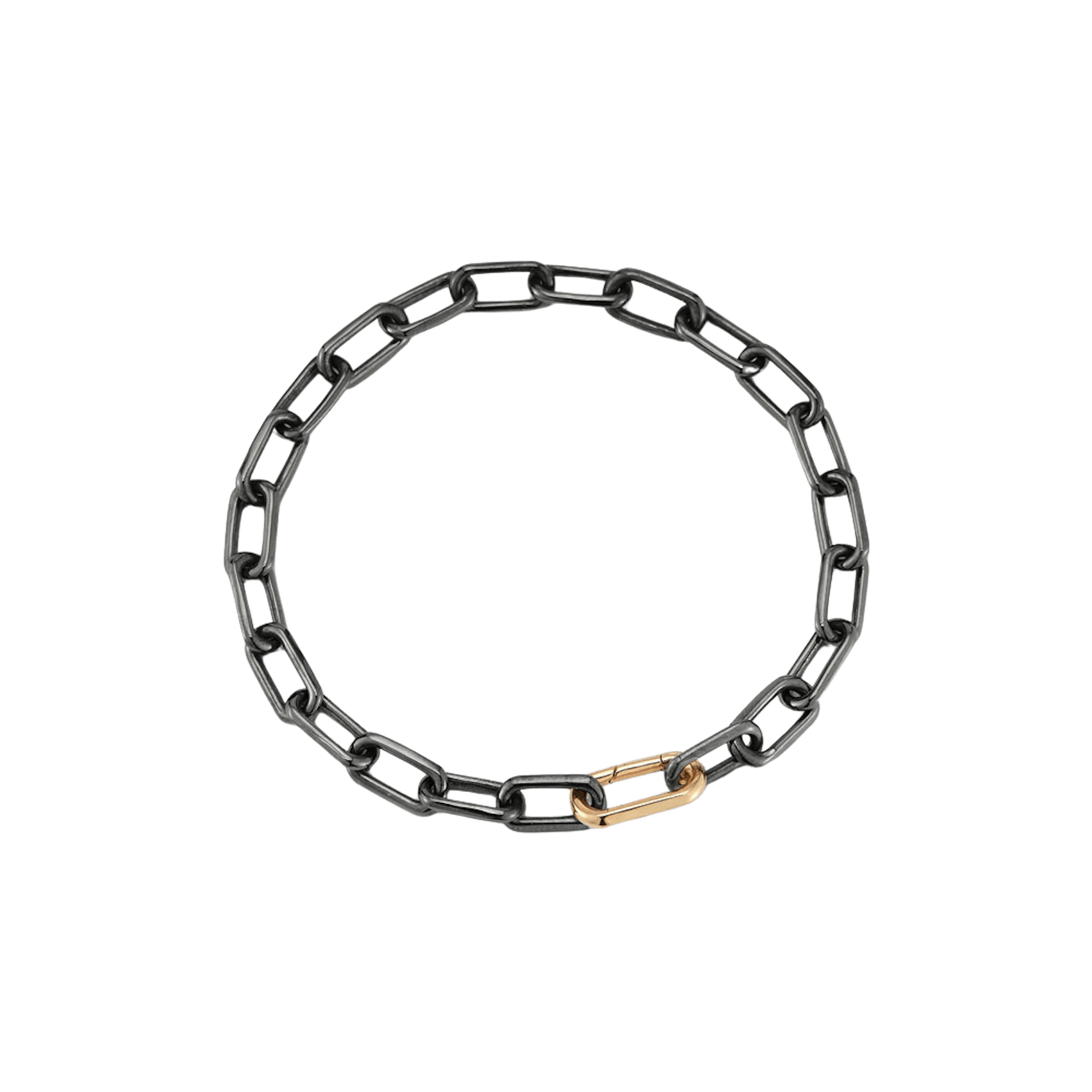 Vertical Black Rhodium and 18K Rose Gold Saxon Link Bracelet with Elongated Clasp