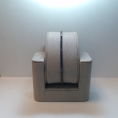 Vertical 18K Black Rhodium Black Diamond Line Bracelet