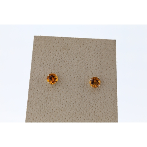 Vertical 14K Yellow Gold Birthstone Citrine November Stud Earrings