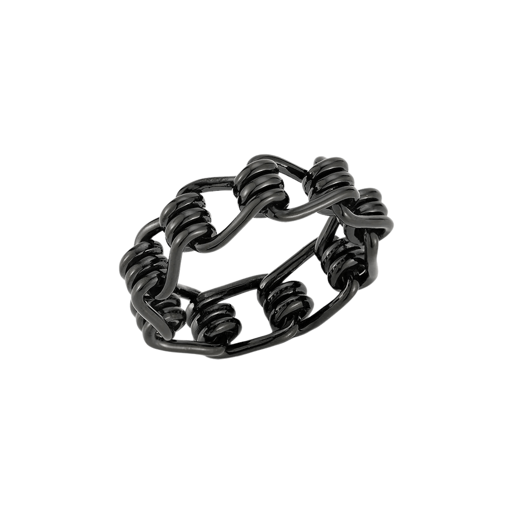 Vertical Sterling Silver and Black Ruthenium Huxley Coil Link Ring