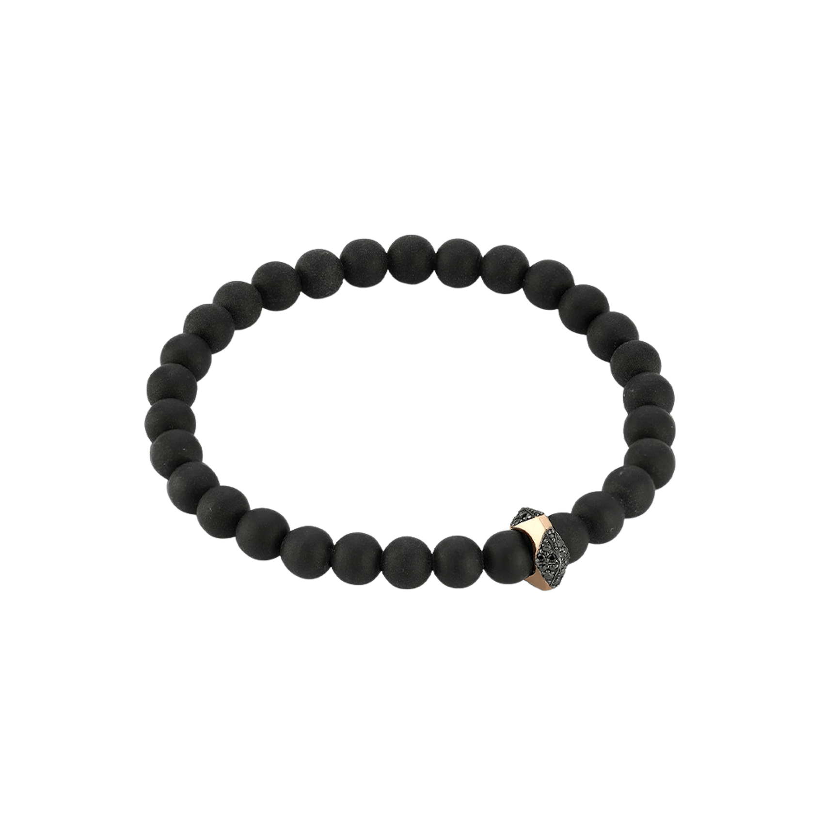Vertical Matte Onyx and 18K Rose Gold Sydney Black Diamond Origami Beaded Bracelet