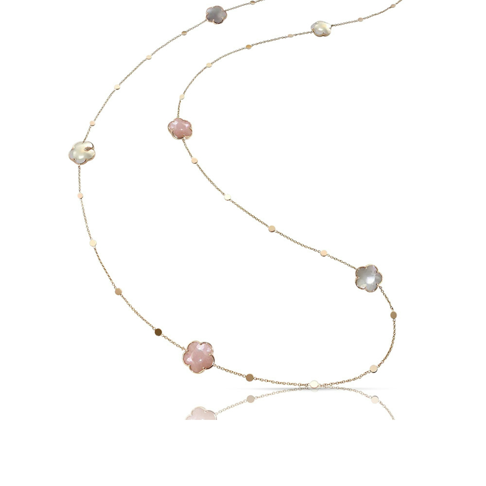 Vertical 18K Rose Gold Petit Joli Mixed Gemstone and Diamond Necklace