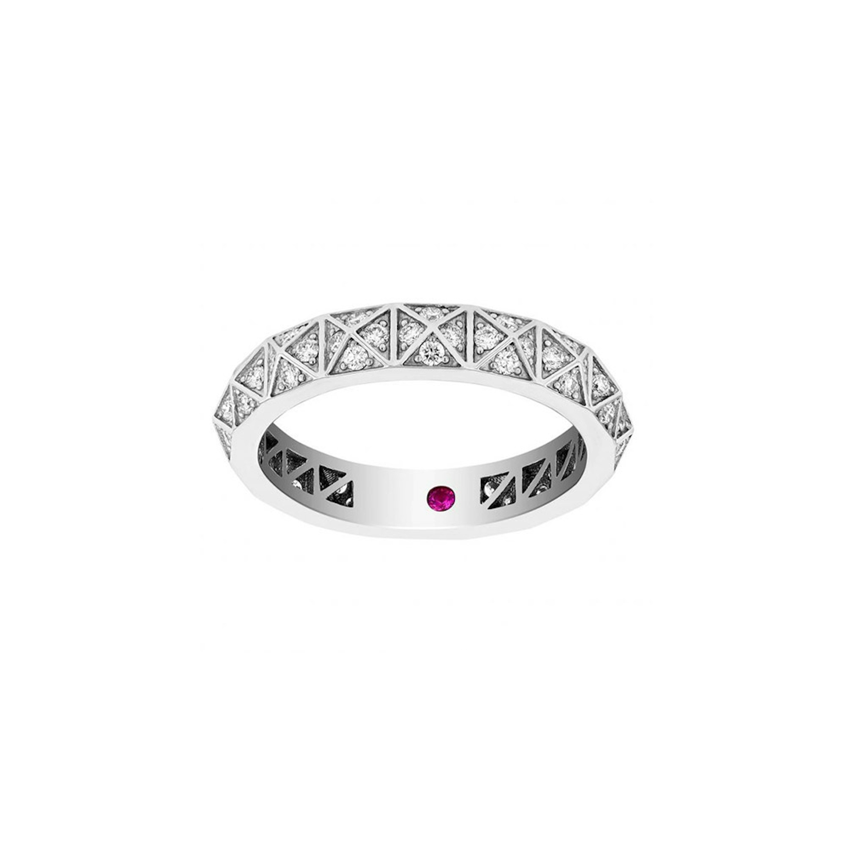Vertical 18K White Gold Obelisco Diamond Ring