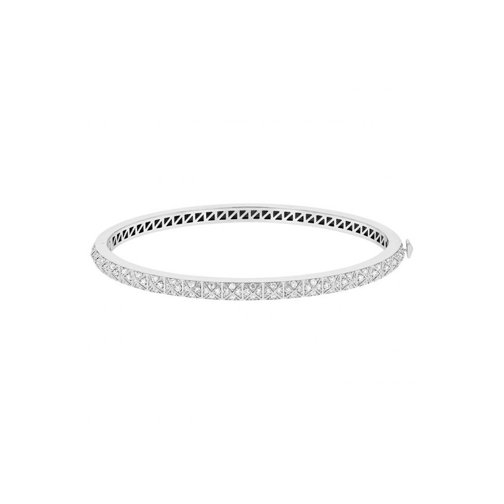 Vertical 18K White Gold Obelisco Diamond Bangle