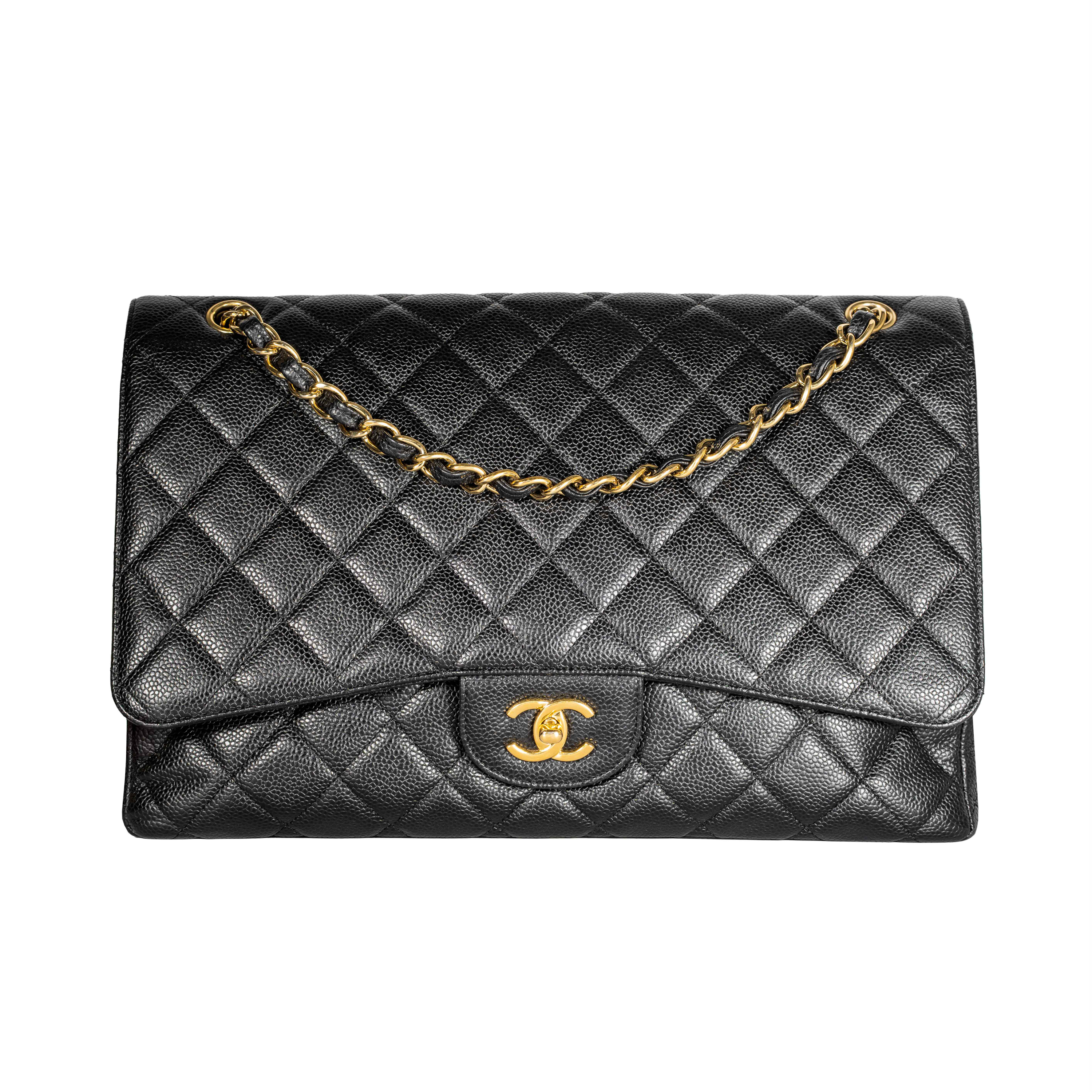Image #1 Quilted Caviar Classic Single Flap Maxi Black