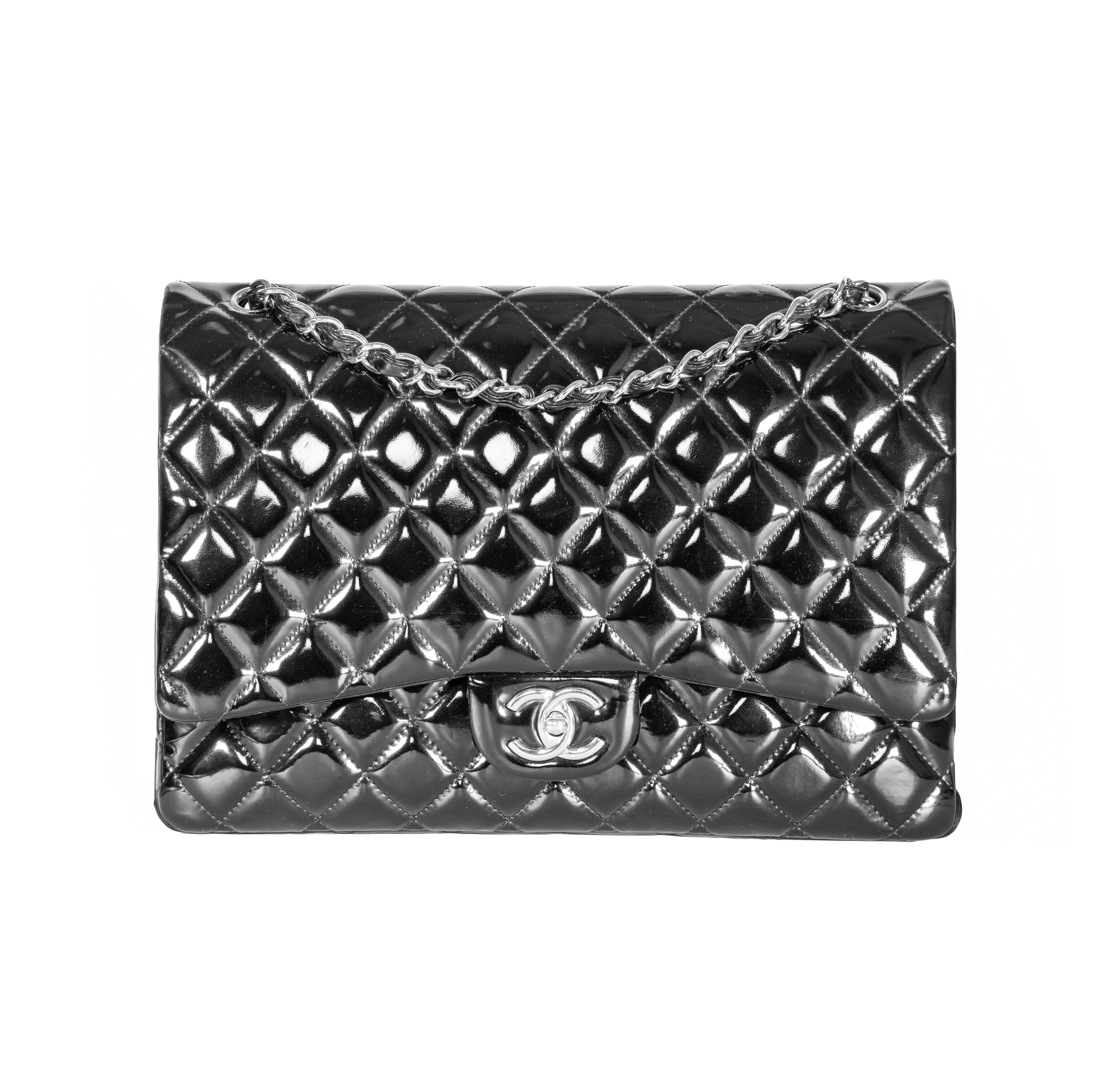 Image #1 Quilted Patent Classic Double Flap Maxi Black