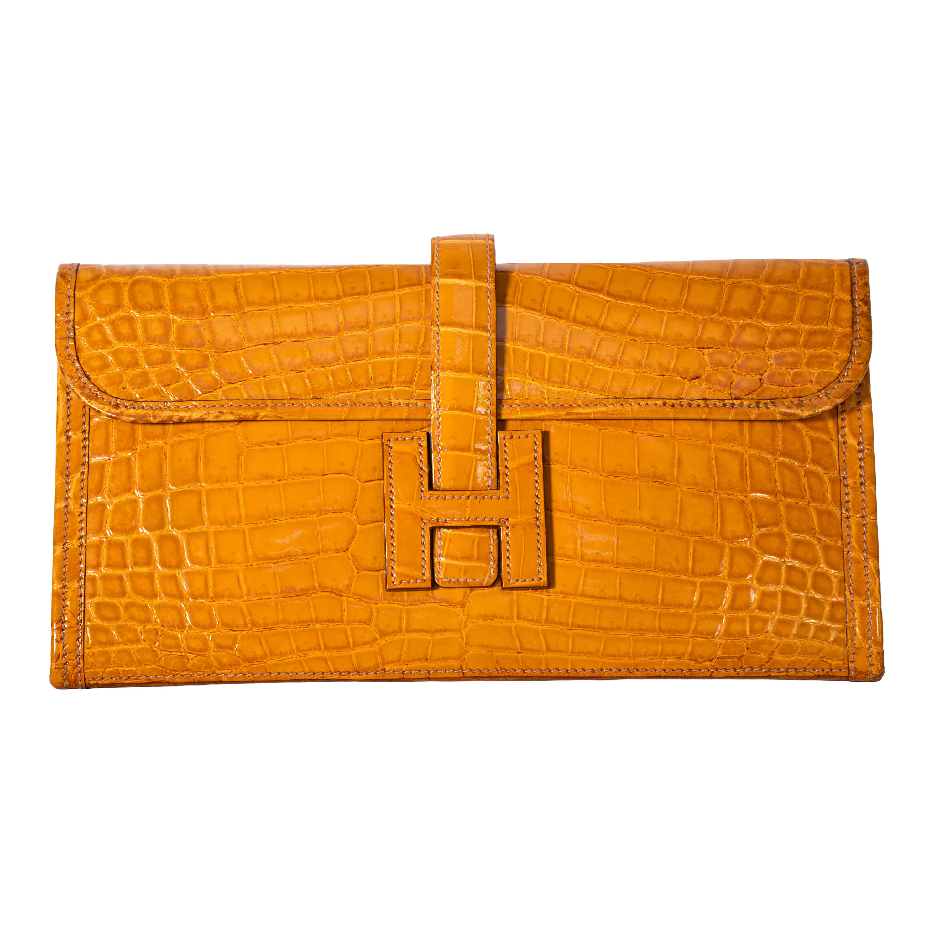 Image #1 Crocodile Jige Elan Clutch 29 Orange