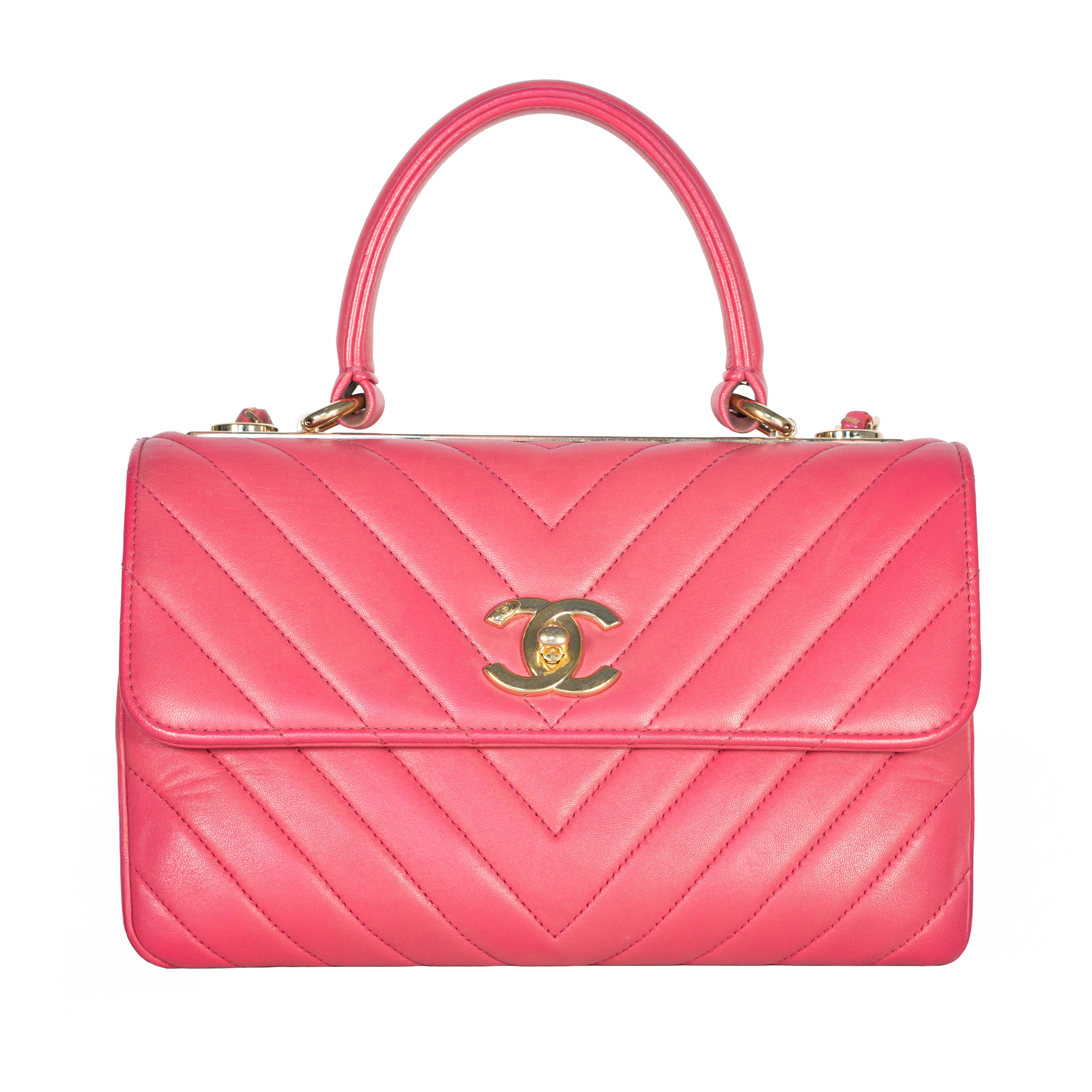 Image #1 Quilted Lambskin Trendy CC Top Handle Small Hot Pink