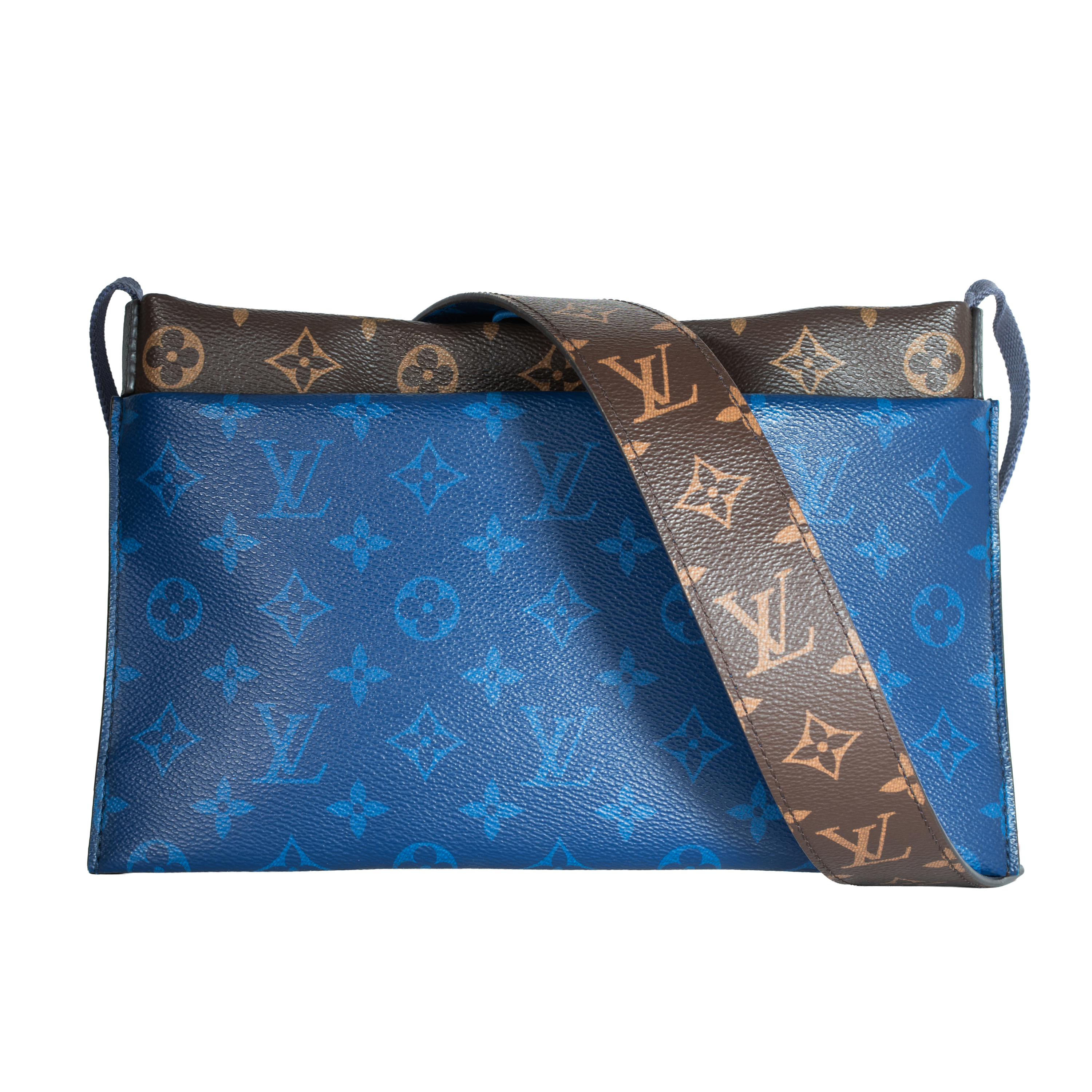 Image #1 Limited Edition Monogram Pacific Coated Canvas Outdoor Pouch Medium Bicolor Blue