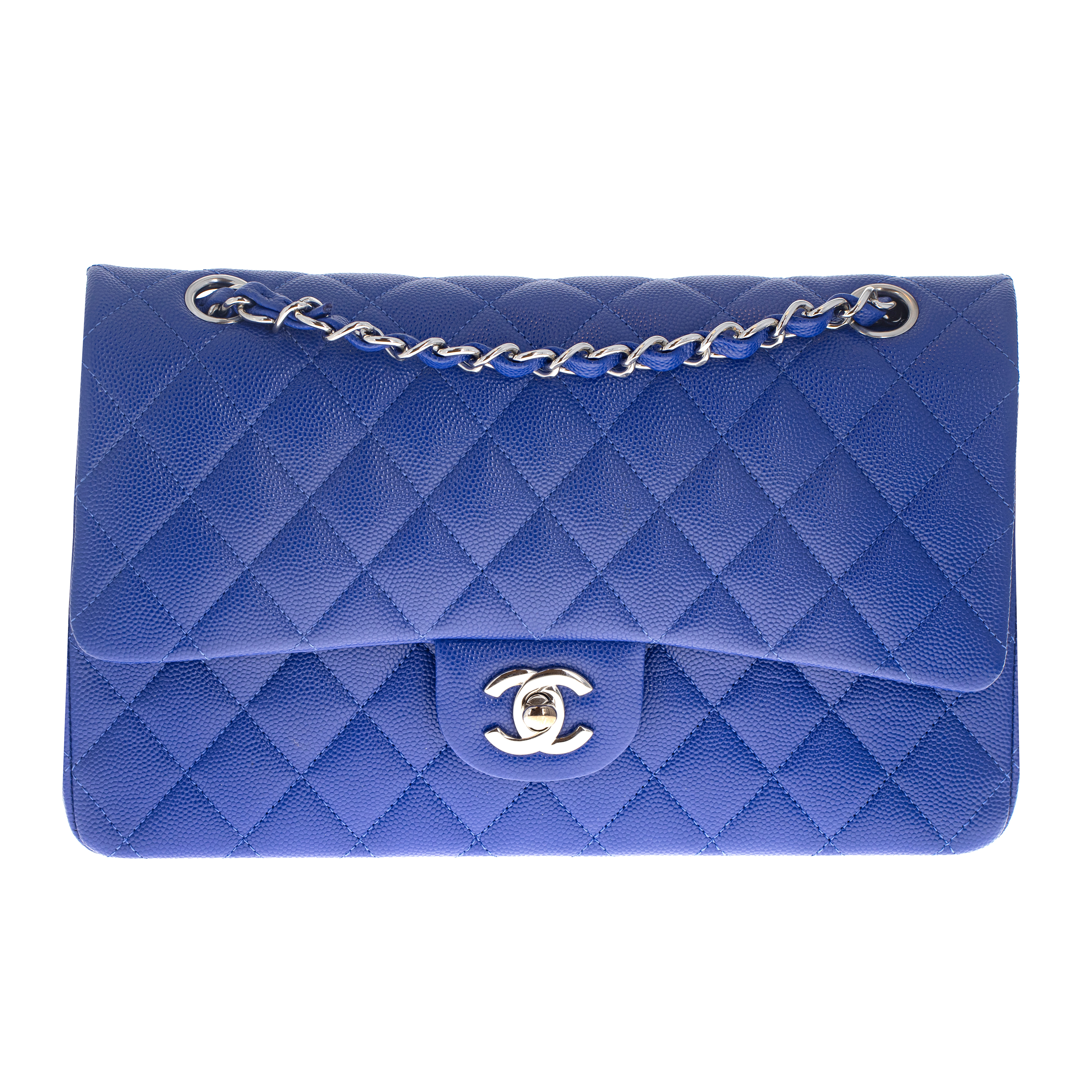 Image #1 Quilted Caviar Classic Double Flap Medium Blue