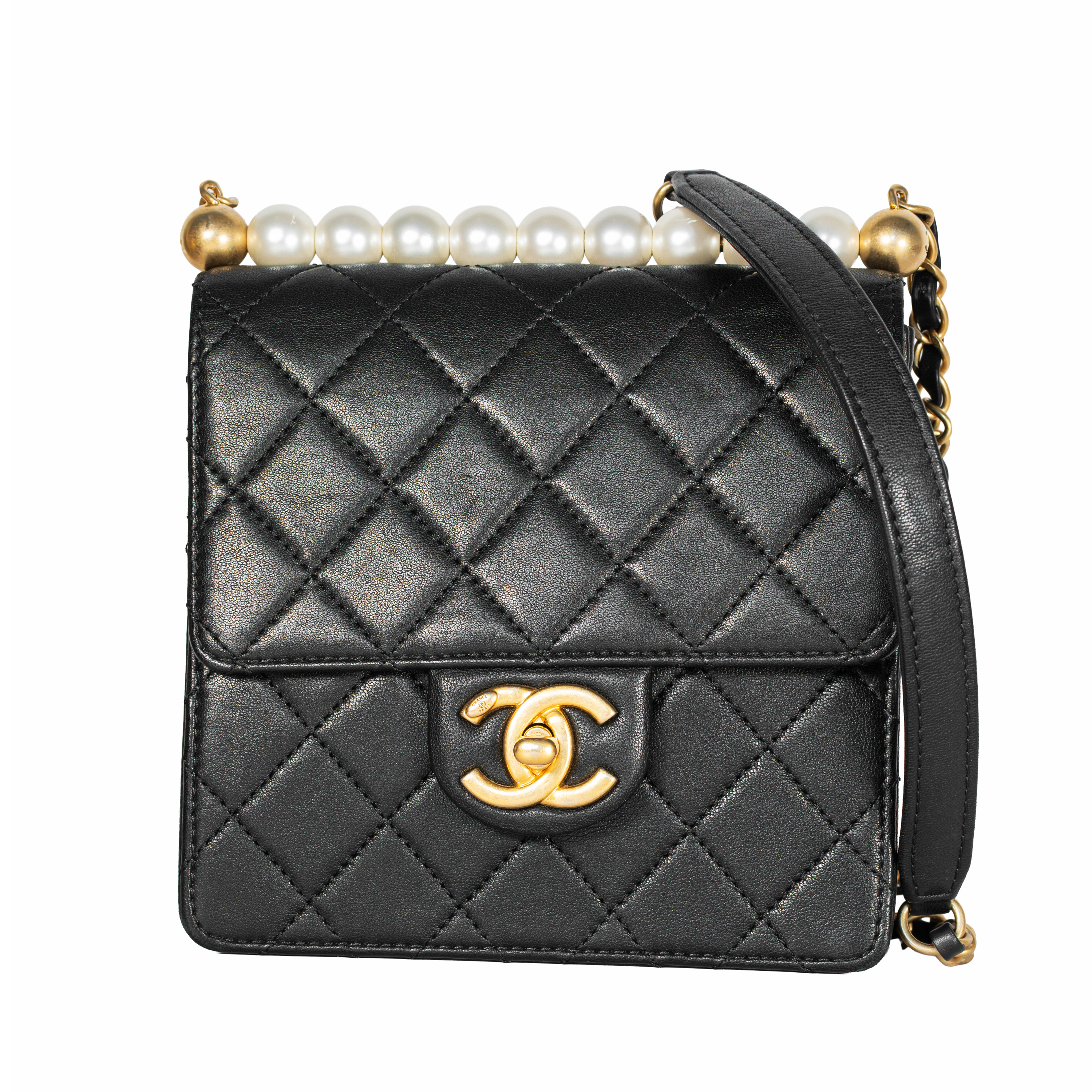 Image #1 Quilted Lambskin Chic Pearls Flap Mini Black