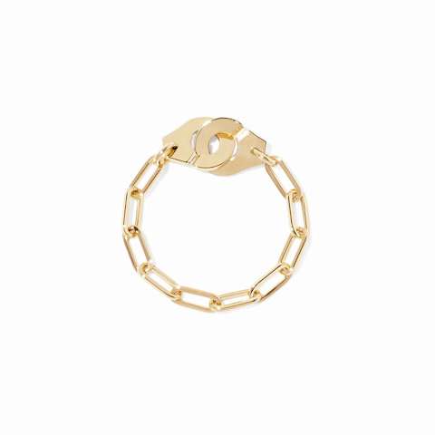 Vertical 18K Yellow Gold Menottes R7 Chain Ring