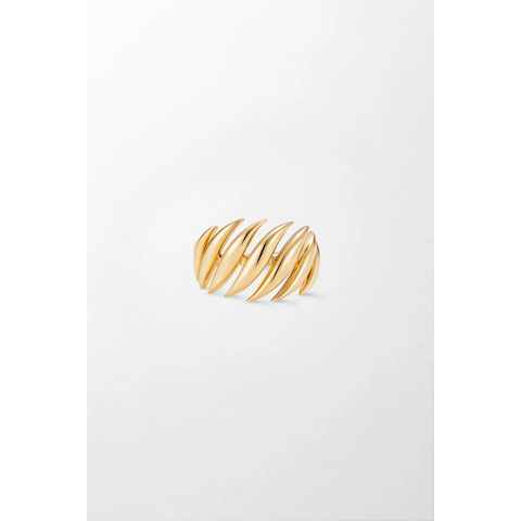 Vertical 18K Yellow Gold Flame Small Ring