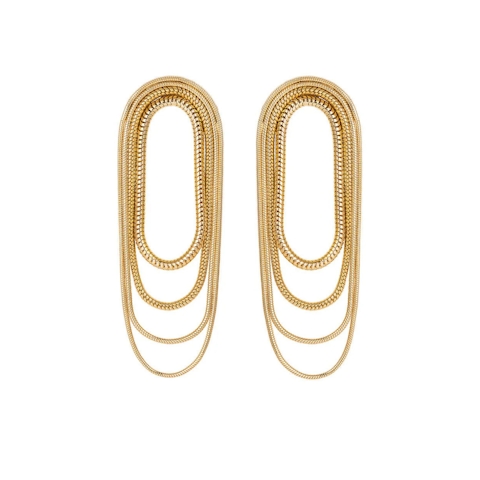 Vertical 18K Yellow Gold Parallel Multichain Earrings