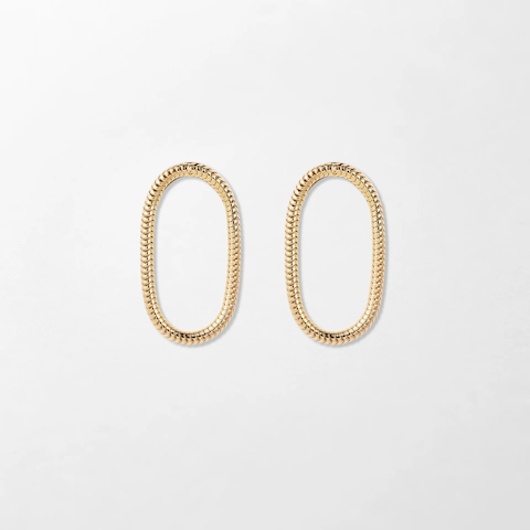 Vertical 18K Yellow Gold Parallel Single Chain Short Earrings