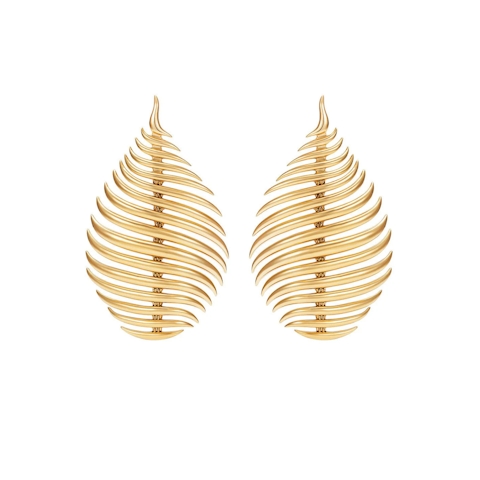 Vertical 18K Yellow Gold Flame Large Earrings