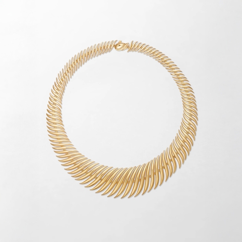 Vertical 18K Yellow Gold Flame Necklace