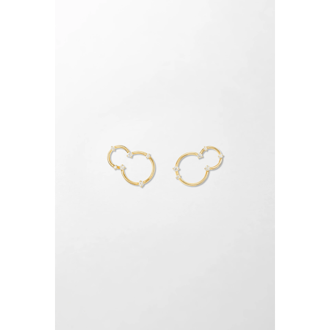 Vertical 18K Yellow Gold Aerial Small Diamond Earrings