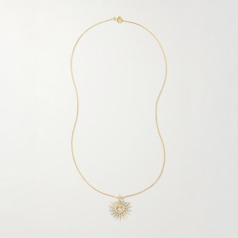 Vertical 18K Yellow Gold Clarity Diamond Pendant Necklace