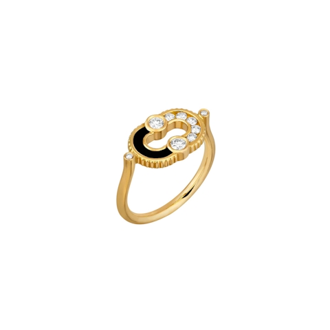 Vertical 18KT Yellow Gold Onyx Diamond Ring