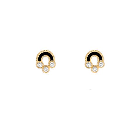 Vertical 18KT Yellow Gold Diamond Stud Earring