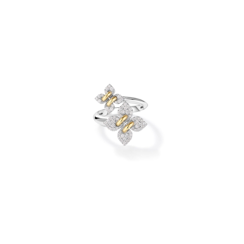 Vertical 18K Yellow and White Gold Love in Verona Filo Diamond Bypass Ring