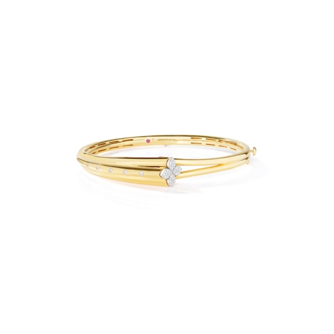 Vertical 18K Yellow and White Gold Love in Verona Diamond Bangle Bracelet