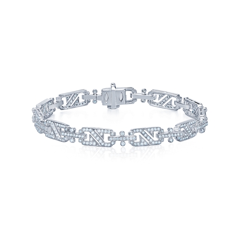 Vertical 18K White Gold Diamond Line Bracelet