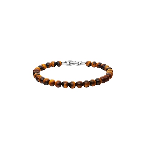 Vertical Spiritual Beads Bracelet Sterling Silver with Tiger's Eye, 6mm