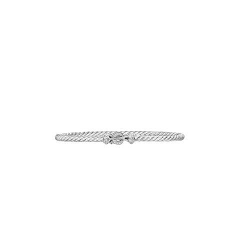 Vertical Buckle Classic Cable Bracelet Sterling Silver with Diamonds, 3mm