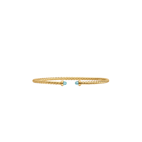 Vertical Micro Cablespira® Flex Bracelet 18K Yellow Gold with Aquamarine, 2.6mm