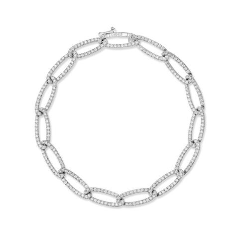 Vertical 18K White Gold Small Lulu Diamond Bracelet