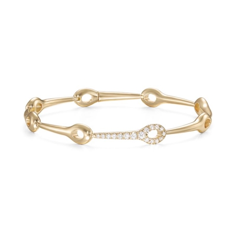 Vertical 18K Yellow Gold Lola Needle Partial Diamond Bracelet