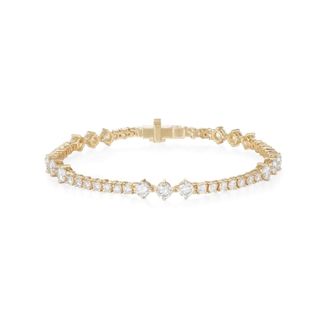 Vertical 18K Yellow Gold Stella Triplet Diamond Station Bracelet
