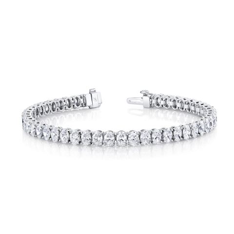 Vertical 18k White Gold Oval Diamond Line Bracelet