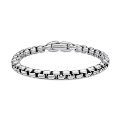 Vertical Box Chain Bracelet Sterling Silver, 5mm