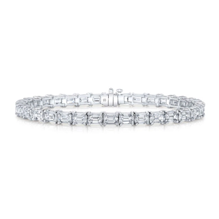 Vertical 18k White Gold Emerald-Cut East-West Diamond Line Bracelet