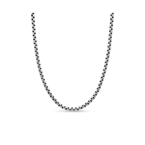 Vertical Box Chain Necklace in Sterling Silver with 14K Yellow Gold Accent, 3.6mm