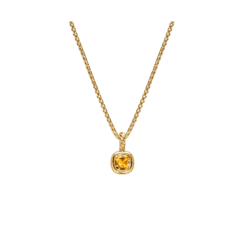 Vertical Mini Cushion Cut Amulet 18K Yellow Gold with Citrine, 5.5mm