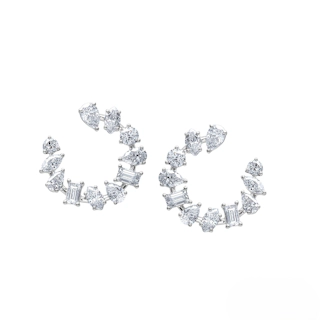 Vertical Mixed Cut Diamond Hoops