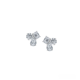 Vertical Mixed Cut Diamond Studs