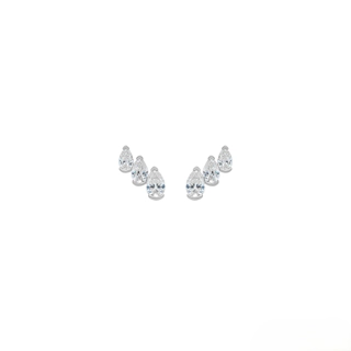 Vertical Graduated Pear Diamond Stud Earrings