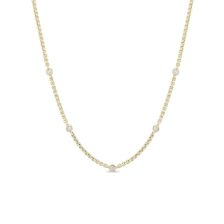 Vertical Box Chain Diamond Station Necklace