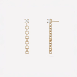 Vertical 18K Yellow Gold Anaka Convertible Gravity Chain Diamond Earrings